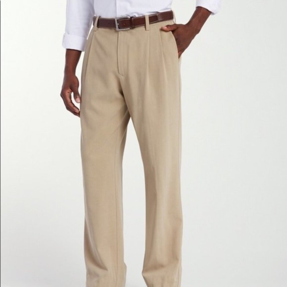 Tommy Bahama Khaki Silk Relaxed Fit Chinos 36